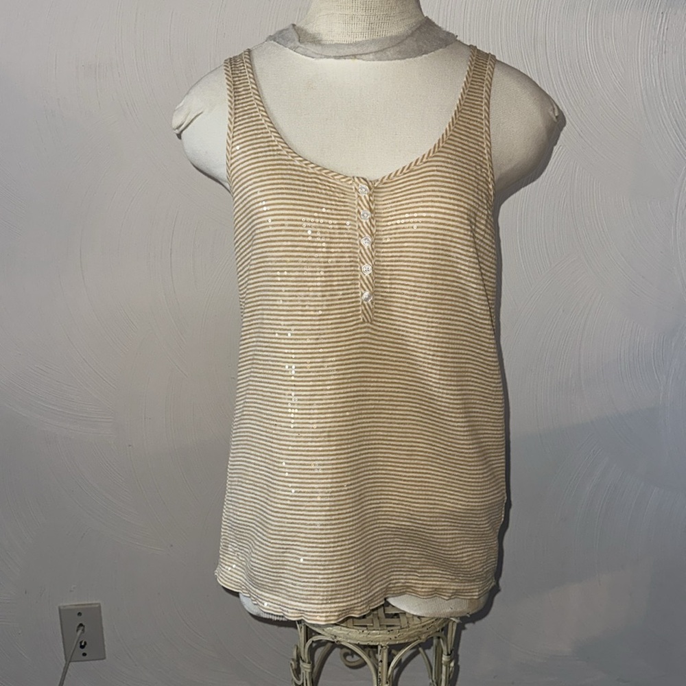 J. Crew Clear sequined, Striped tank  Sz S